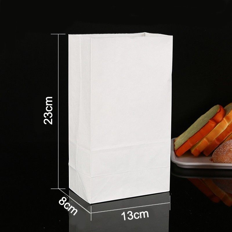 A plain white paper bag without handles, made from eco-friendly materials, ideal for lightweight retail or food packaging
