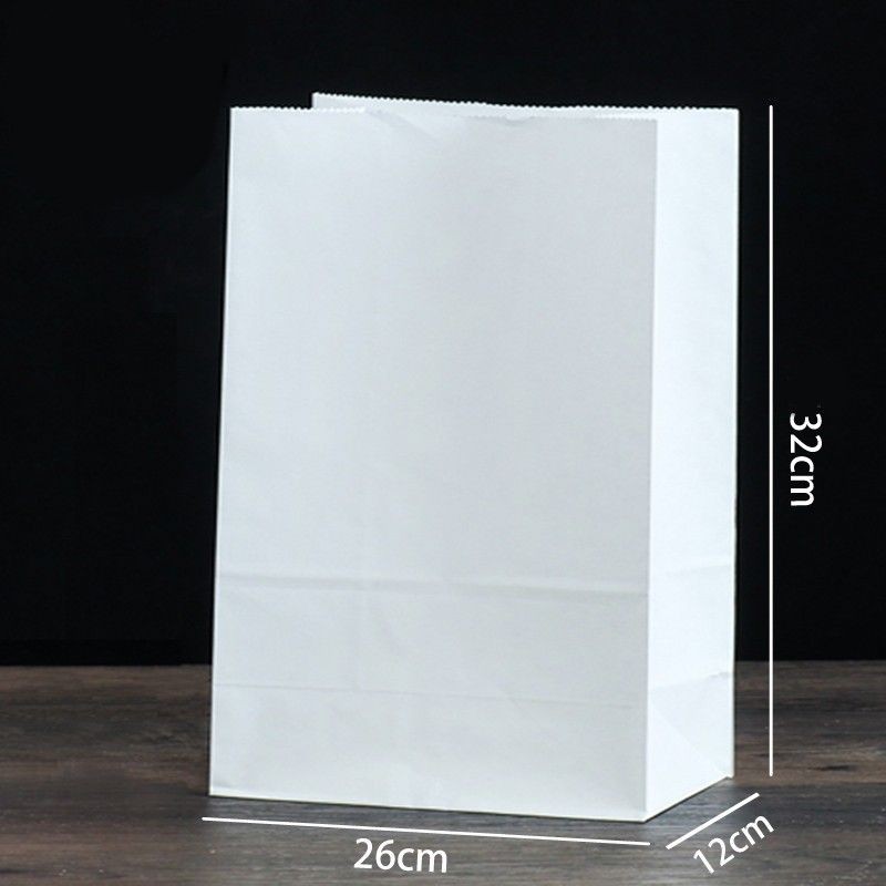 A plain white paper bag without handles, made from eco-friendly materials, ideal for lightweight retail or food packaging