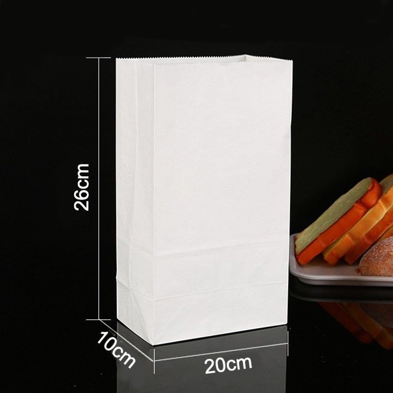 A plain white paper bag without handles, made from eco-friendly materials, ideal for lightweight retail or food packaging
